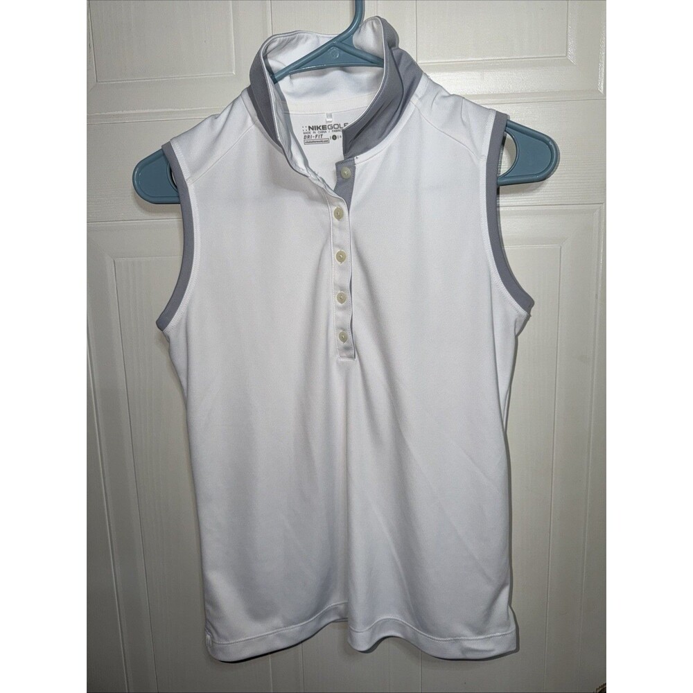WOMENS SLEEVELESS NIKE GOLF TOP TOUR PERFORMANCE DRIFIT White/Grey SIZE Small